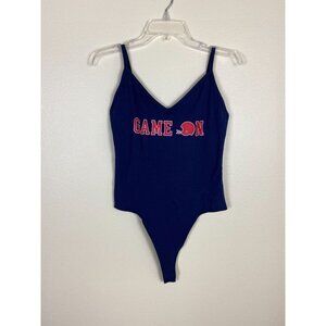 ✨2/$20✨ PINK Collegiate Collection V-Neck Red Game on Bodysuit Size L